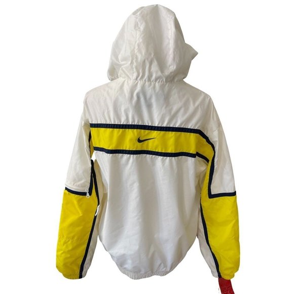Nike White with Navy & Yellow Stripe Full Zip Up Jacket with Hood - Picture 2 of 2